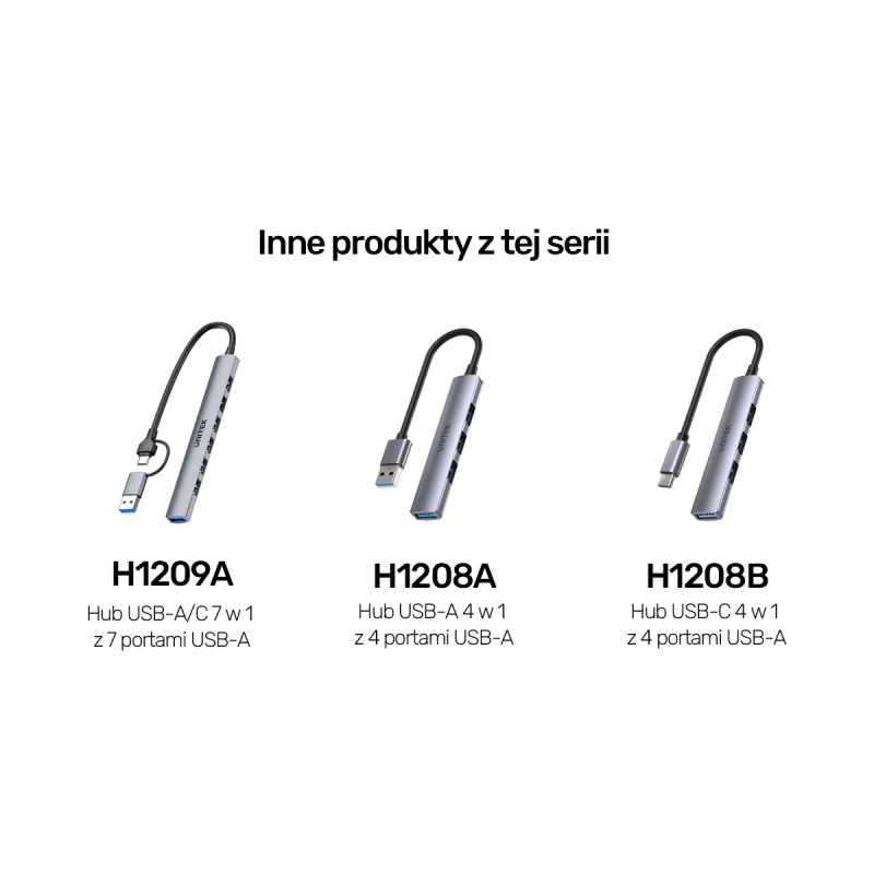 Unitek Hub USB-A/C 7w1 USB A z adapterem USB A 5 Gbps | PartsPC.pl