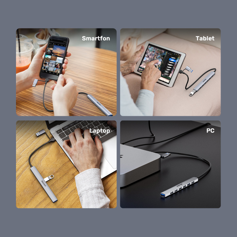 Unitek Hub USB-A/C 7w1 USB A z adapterem USB A 5 Gbps | PartsPC.pl