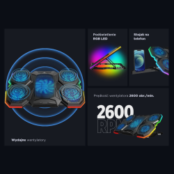 Rampage AD-RC14 X-RANGER Podstawka chłodząca pod laptop... | PartsPC.pl