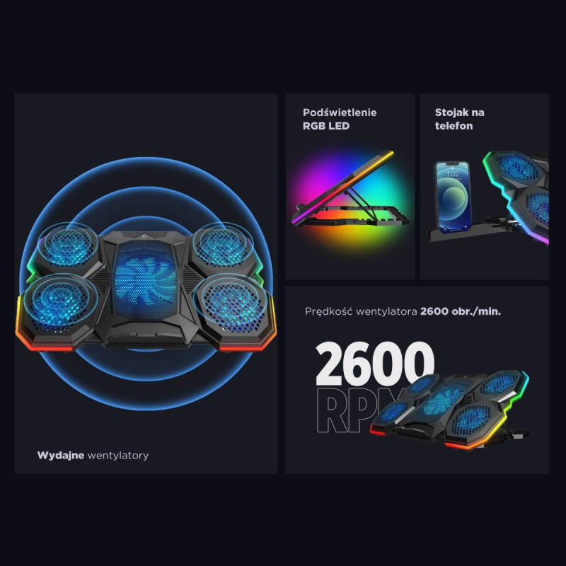 Rampage AD-RC14 X-RANGER Podstawka chłodząca pod laptop... | PartsPC.pl