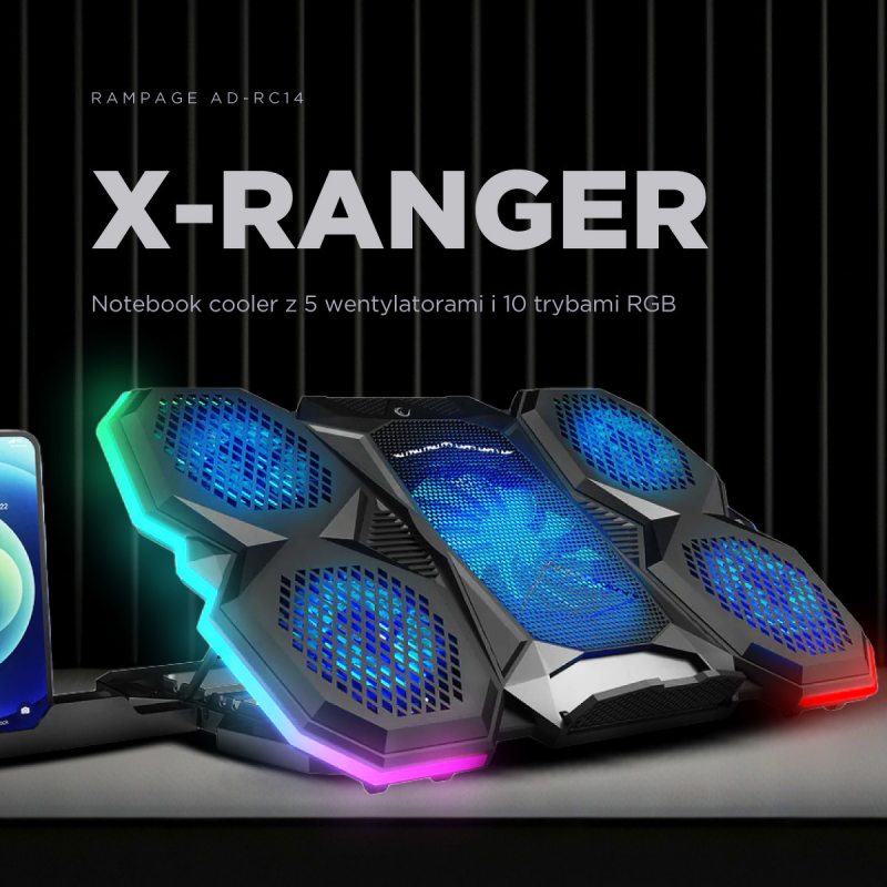 Rampage AD-RC14 X-RANGER Podstawka chłodząca pod laptop... | PartsPC.pl