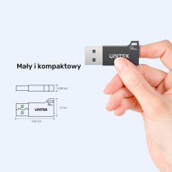 Unitek Adapter USB-A do USB-C 10Gbps czarny A1049ABK01 | PartsPC.pl