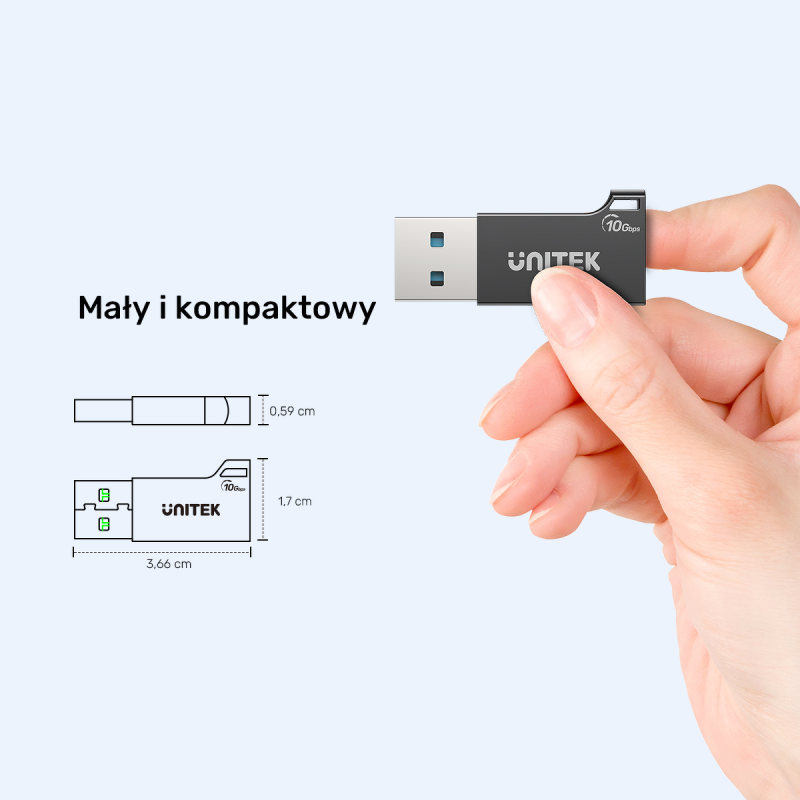 Unitek Adapter USB-A do USB-C 10Gbps czarny A1049ABK01 | PartsPC.pl