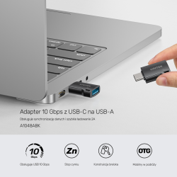 Unitek Adapter  USB-C do USB-A 10Gbps A1048ABK01 | PartsPC.pl