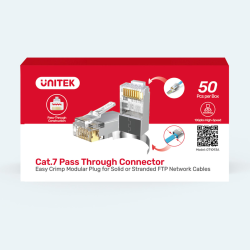 Unitek Wtyk modularny Pass-Through RJ45 Cat. 7, 50szt. | PartsPC.pl