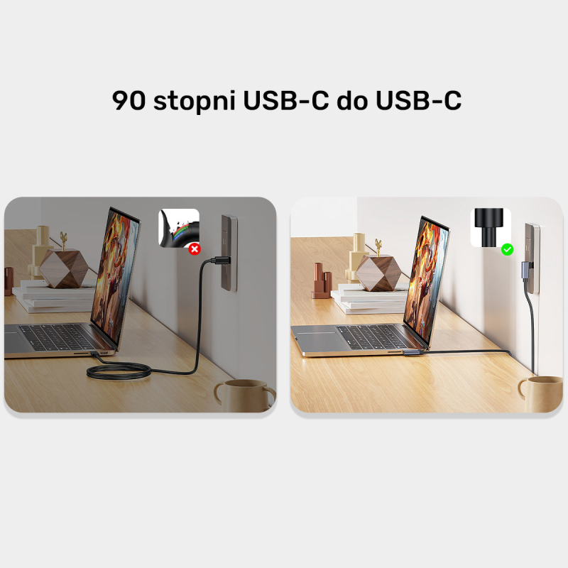 Unitek Kabel USB-C do USB-C, PD, 100W, 90 stopni, 1M | PartsPC.pl