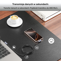 Unitek Kabel USB-C do USB-C, PD, 100W, 90 stopni, 0,5M | PartsPC.pl