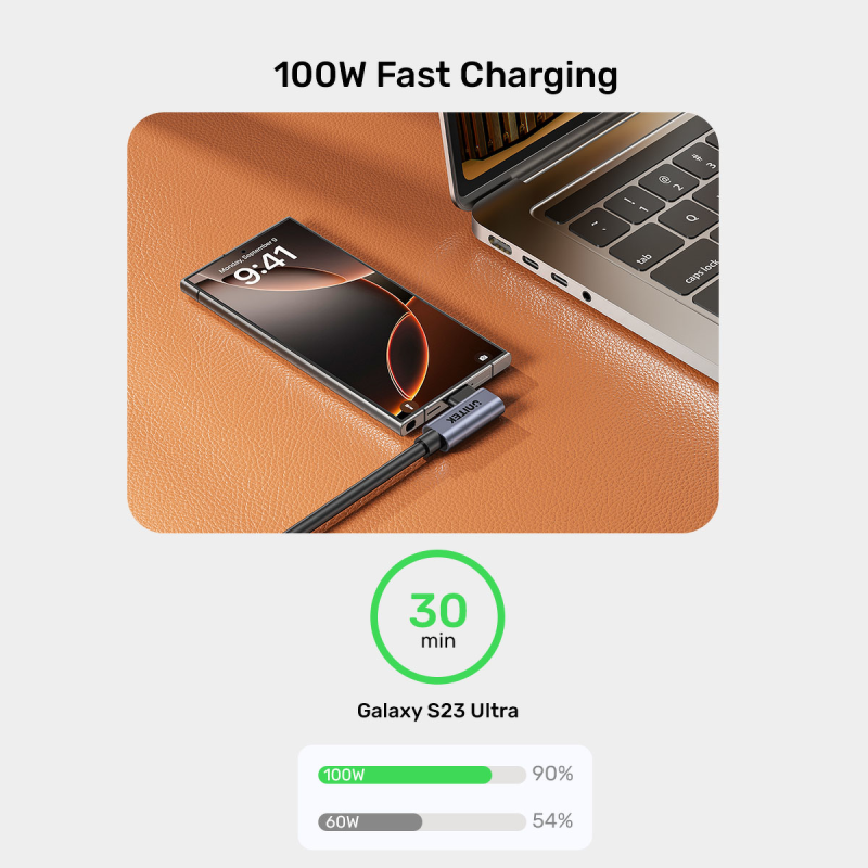 Unitek Kabel USB-C do USB-C, PD, 100W, 90 stopni, 0,5M | PartsPC.pl