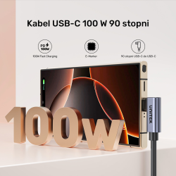 Unitek Kabel USB-C do USB-C, PD, 100W, 90 stopni, 0,5M | PartsPC.pl