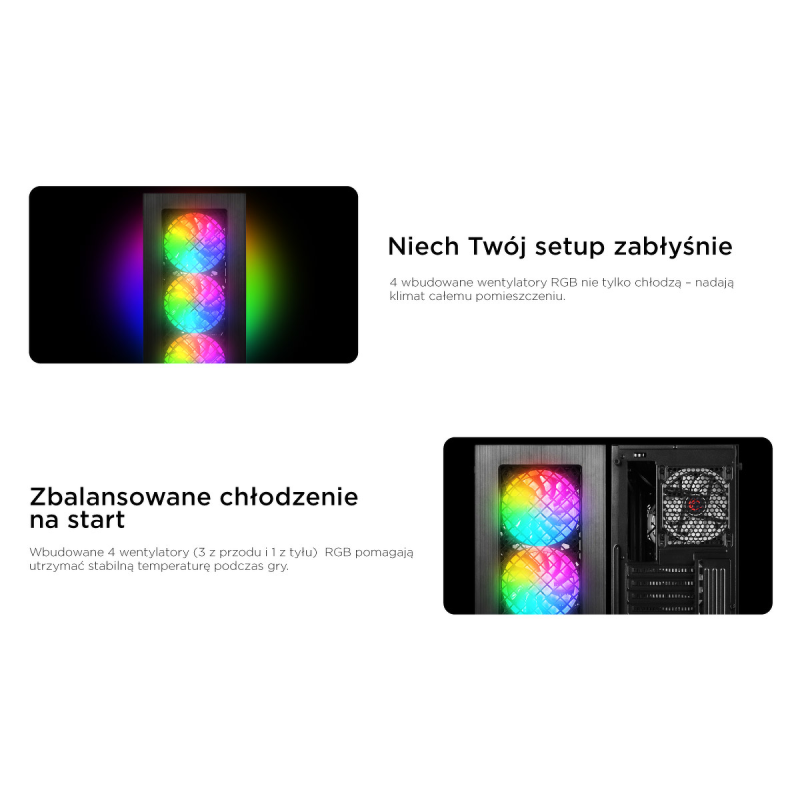 Rampage PLAID V1 Obudowa PC z oknem 4x wentylator 120mm... | PartsPC.pl