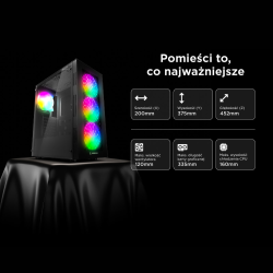 Rampage PLAID V1 Obudowa PC z oknem 4x wentylator 120mm... | PartsPC.pl