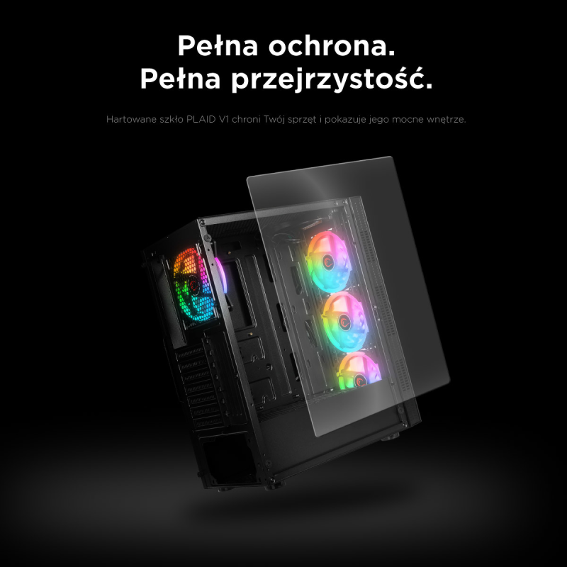 Rampage PLAID V1 Obudowa PC z oknem 4x wentylator 120mm... | PartsPC.pl