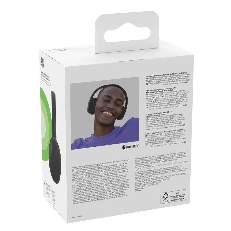 Belkin Słuchawki nauszne, bezprzewodowe, czarne | PartsPC.pl