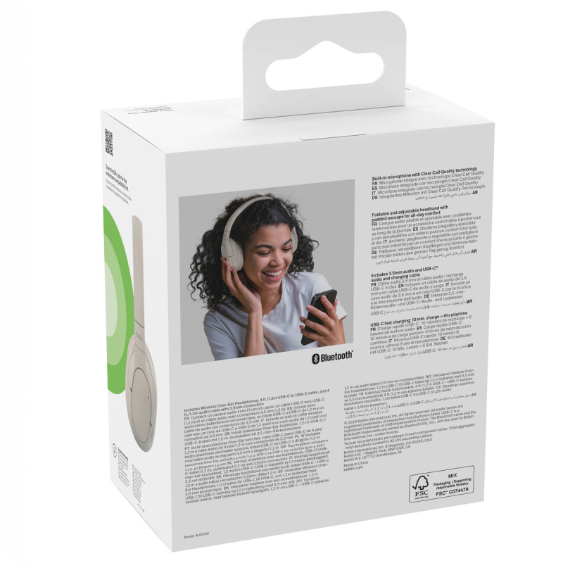 Belkin Słuchawki nauszne, bezprzewodowe, kremowe | PartsPC.pl