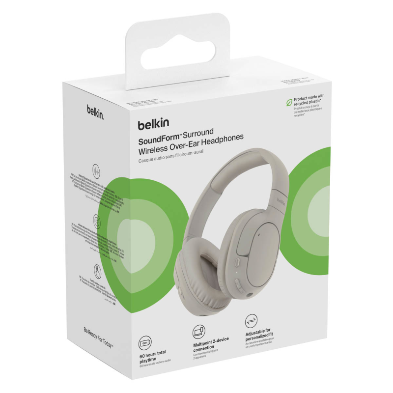 Belkin Słuchawki nauszne, bezprzewodowe, kremowe | PartsPC.pl