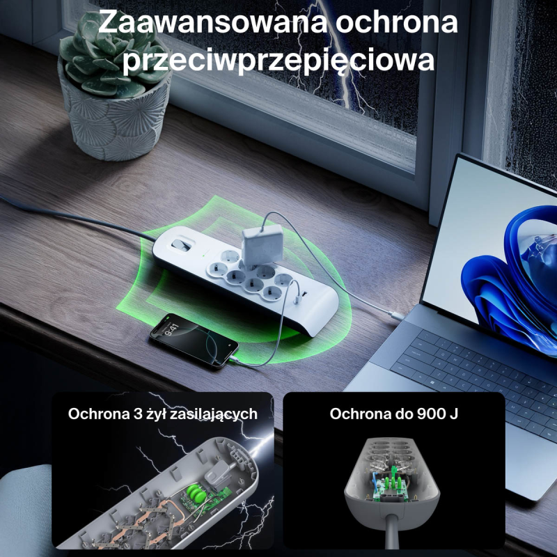 Belkin Listwa zasilająca przeciwprzepięciowa 900J, 8... | PartsPC.pl