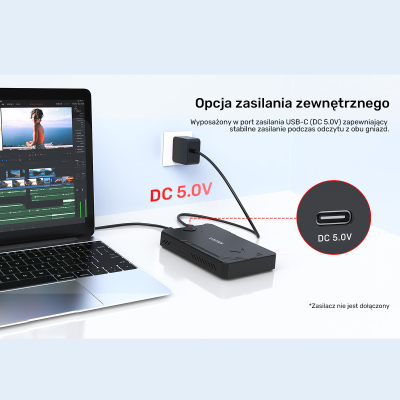 Unitek Obudowa dysku SSD M.2 NVMe i SATA 10Gbps USB | PartsPC.pl
