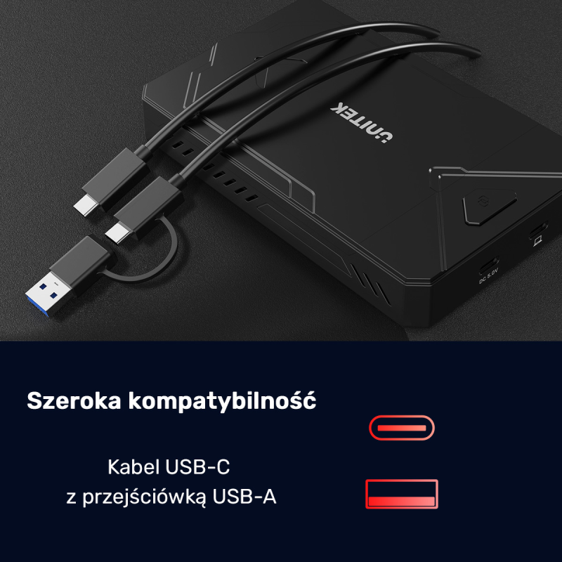 Unitek Obudowa dysku SSD M.2 NVMe i SATA 10Gbps USB | PartsPC.pl