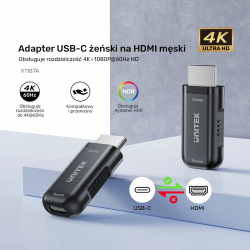Unitek Adapter USB-C do HDMI 4K@60Hz | PartsPC.pl