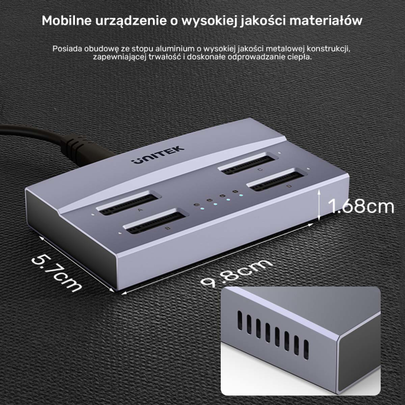 Unitek USB4 4-kieszeniowa stacja dokująca/ klonująca M.2... | PartsPC.pl