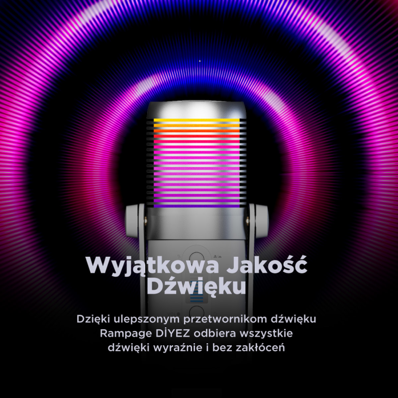 Rampage Diyez Mikrofon gamingowy dotykowy RGB USB-C biały | PartsPC.pl