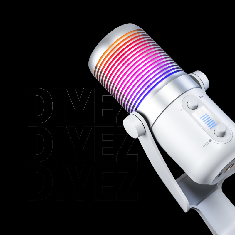 Rampage Diyez Mikrofon gamingowy dotykowy RGB USB-C biały | PartsPC.pl