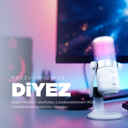 Rampage Diyez Mikrofon gamingowy dotykowy RGB USB-C biały | PartsPC.pl