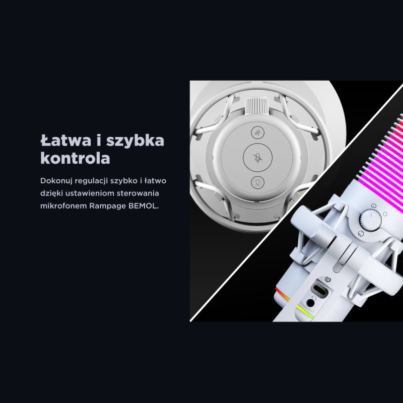 Rampage Bemol Mikrofon gamingowy/do podcastów RGB USB-C... | PartsPC.pl