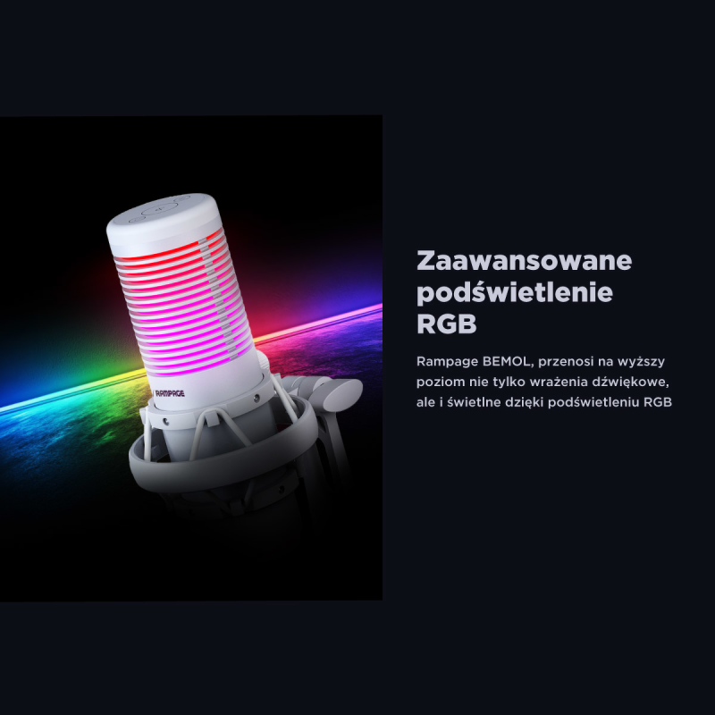 Rampage Bemol Mikrofon gamingowy/do podcastów RGB USB-C... | PartsPC.pl