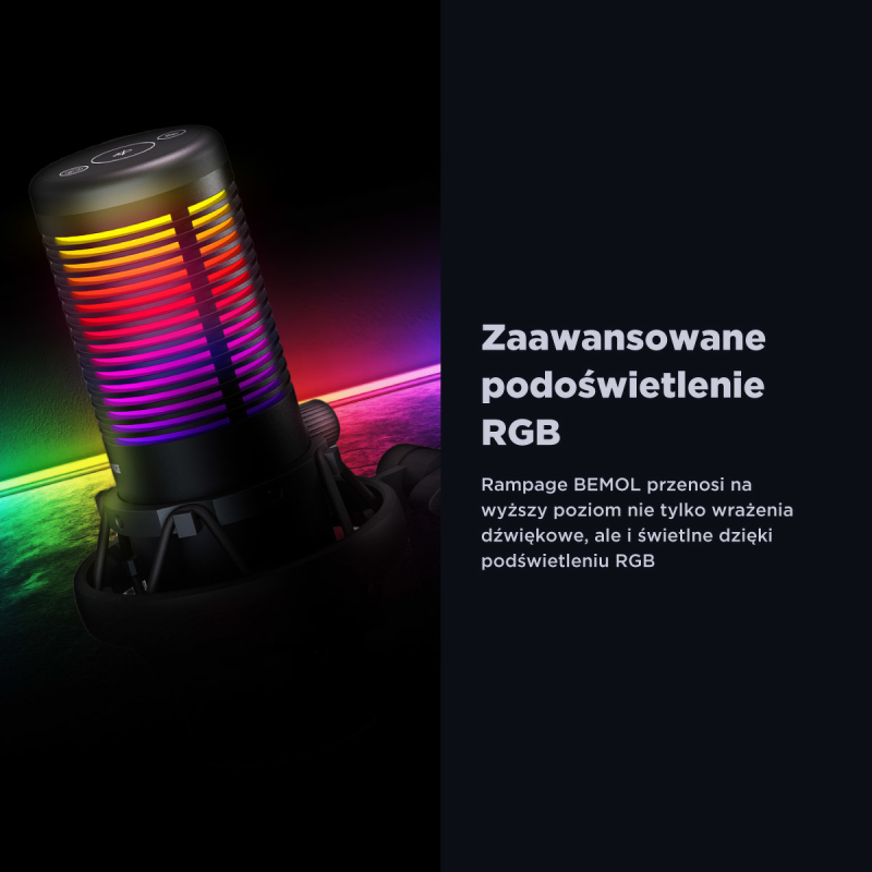 Rampage Bemol Mikrofon gamingowy/do podcastów RGB USB-C... | PartsPC.pl