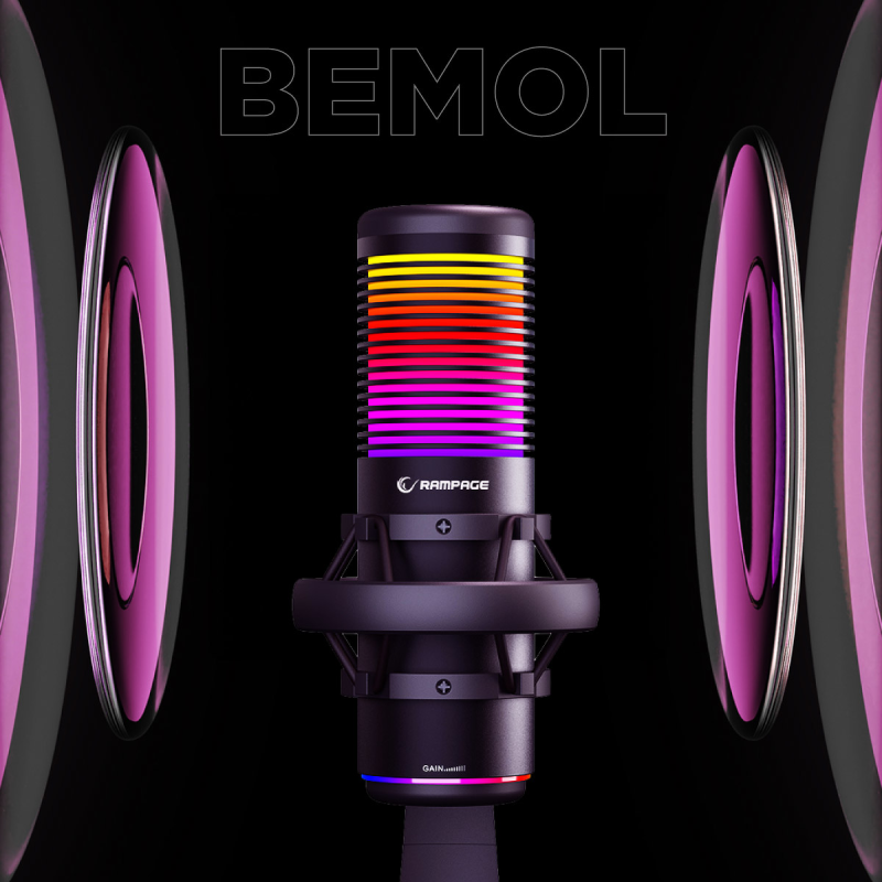 Rampage Bemol Mikrofon gamingowy/do podcastów RGB USB-C... | PartsPC.pl