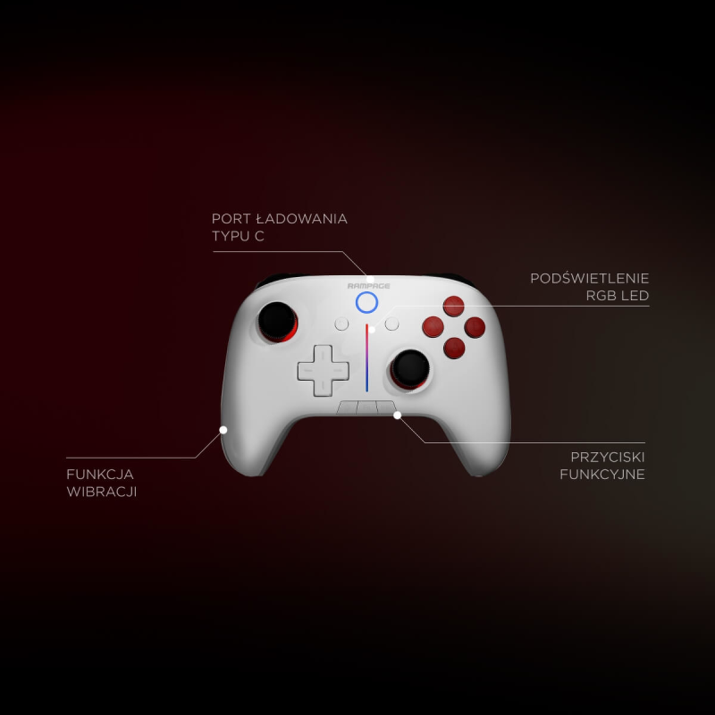 Rampage Hydra Pad bezprzewodowy RGB 2.4G Hall, spusty... | PartsPC.pl