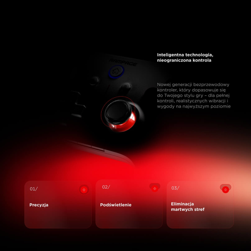 Rampage Hydra Pad bezprzewodowy RGB 2.4G Hall, spusty... | PartsPC.pl