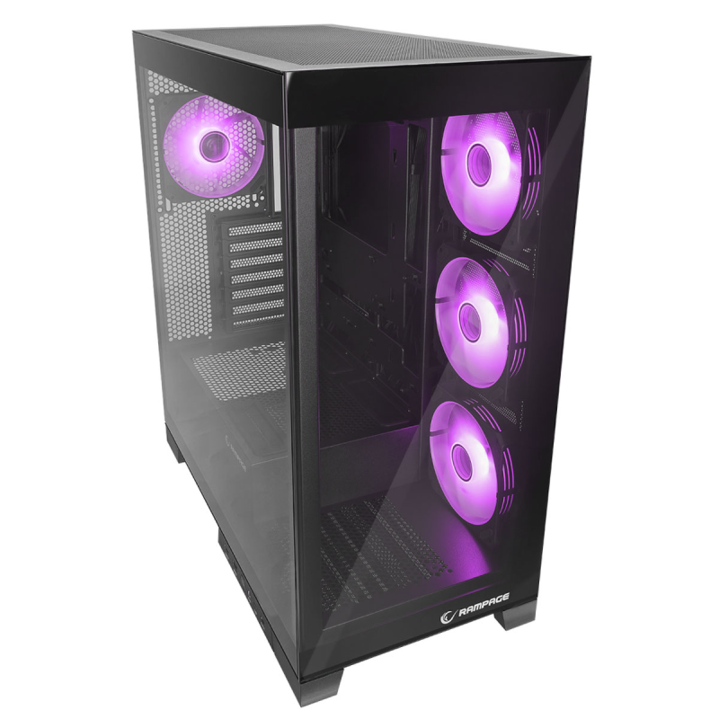 Rampage Hydra V2 Obudowa PC akwarium 4x wentylator ARGB czarna