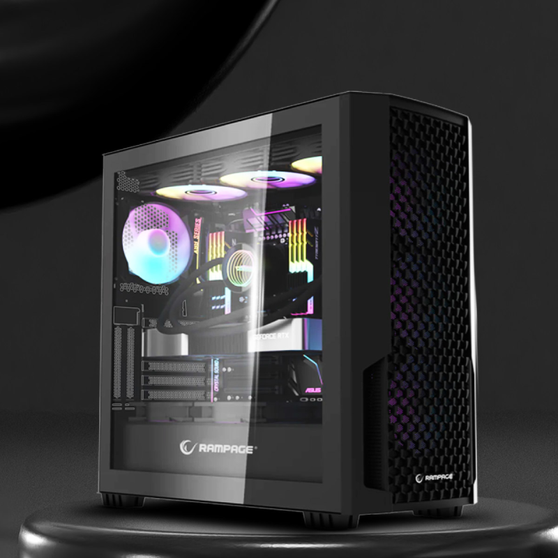 Rampage Shelob Obudowa PC Mid-T 4x wentylator ARGB czarna | PartsPC.pl