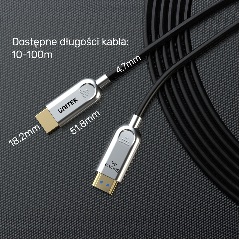 Unitek Kabel optyczny HDMI 2.0 AOC 4K 60Hz 20 m | PartsPC.pl