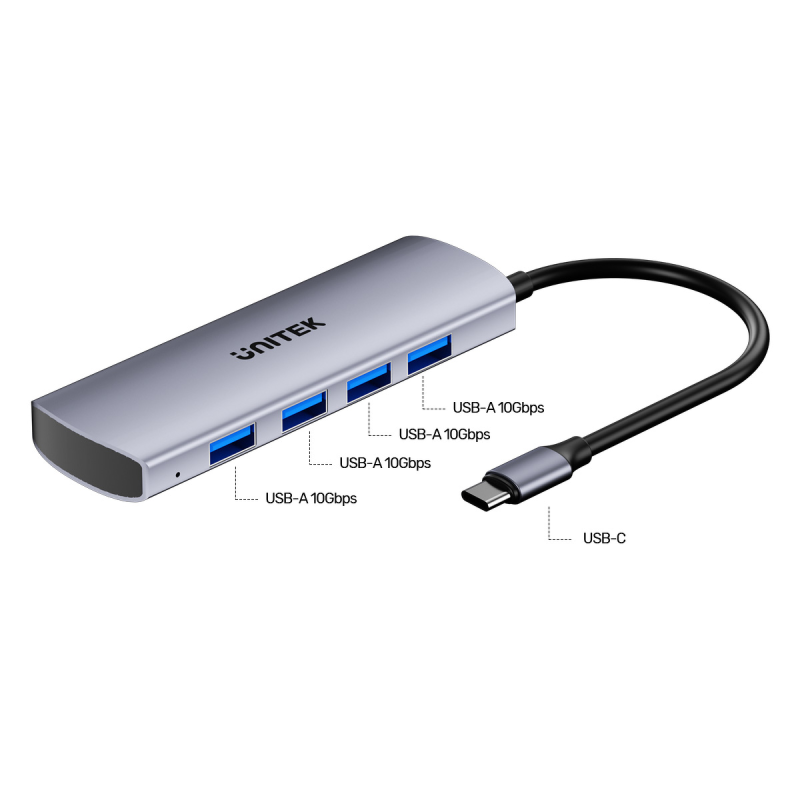 Unitek Hub 4w1 USB-C 10 Gbps, 4x USB-A H1112EGY01 | PartsPC.pl