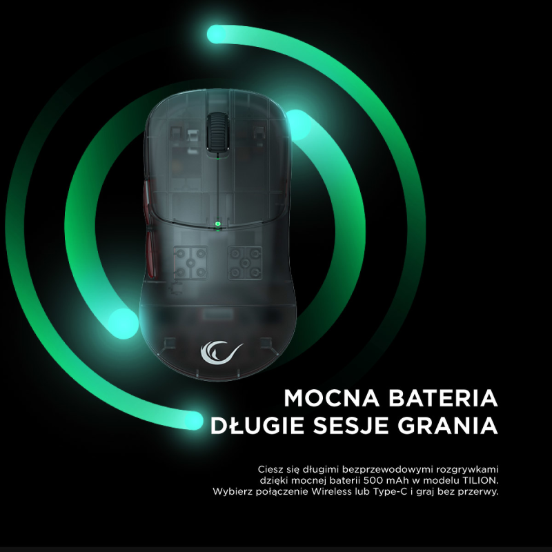 Rampage mysz bezprzewodowa TILION Czarna | PartsPC.pl