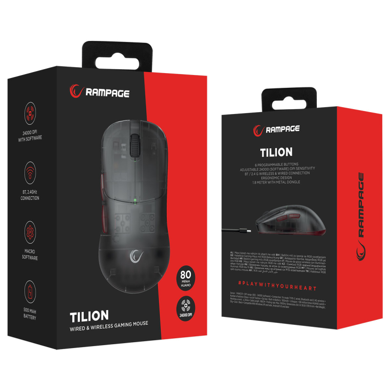 Rampage mysz bezprzewodowa TILION Czarna | PartsPC.pl