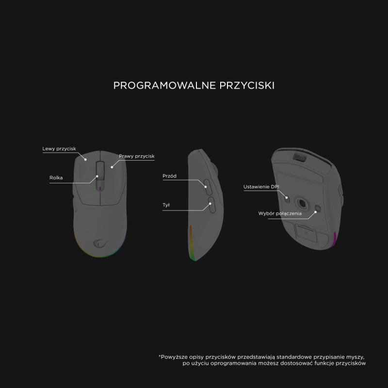 Rampage Prote M5 mysz bezprzewodowa 24000 DPI RGB LED 1K... | PartsPC.pl