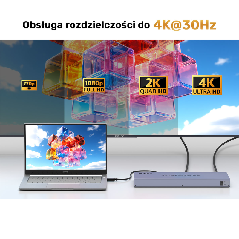 Rozdzielacz HDMI 4K 1 wejście 16 wyjść 4K@30Hz | PartsPC.pl