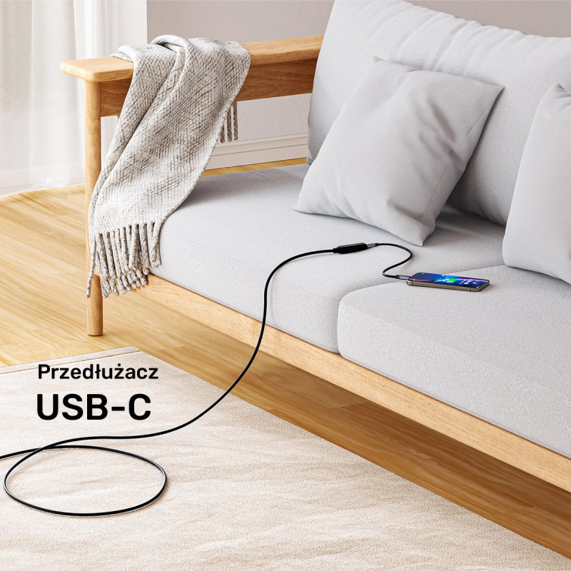 Unitek Kabel przedłużający USB-C 10 Gbps 5m, czarny | PartsPC.pl