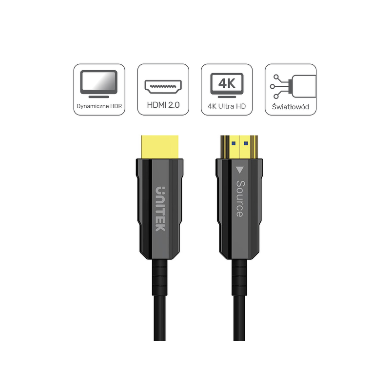 Unitek Kabel optyczny HDMI 2.0 AOC 4K 60Hz 12 m | PartsPC.pl