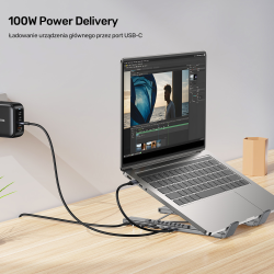 Unitek Podstawka regulowana pod laptop z hubem/HDMI/PD/SD | PartsPC.pl