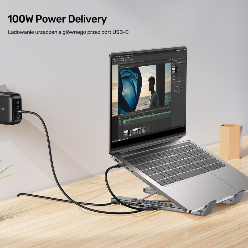 Unitek Podstawka regulowana pod laptop z hubem/HDMI/PD/SD | PartsPC.pl