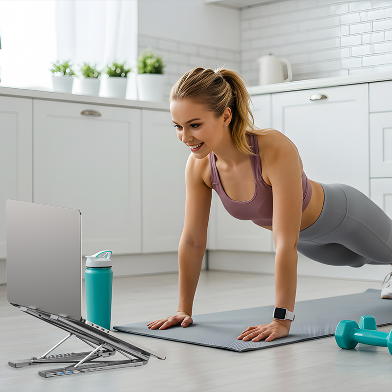 Unitek Podstawka regulowana pod laptop z hubem/HDMI/PD/SD | PartsPC.pl