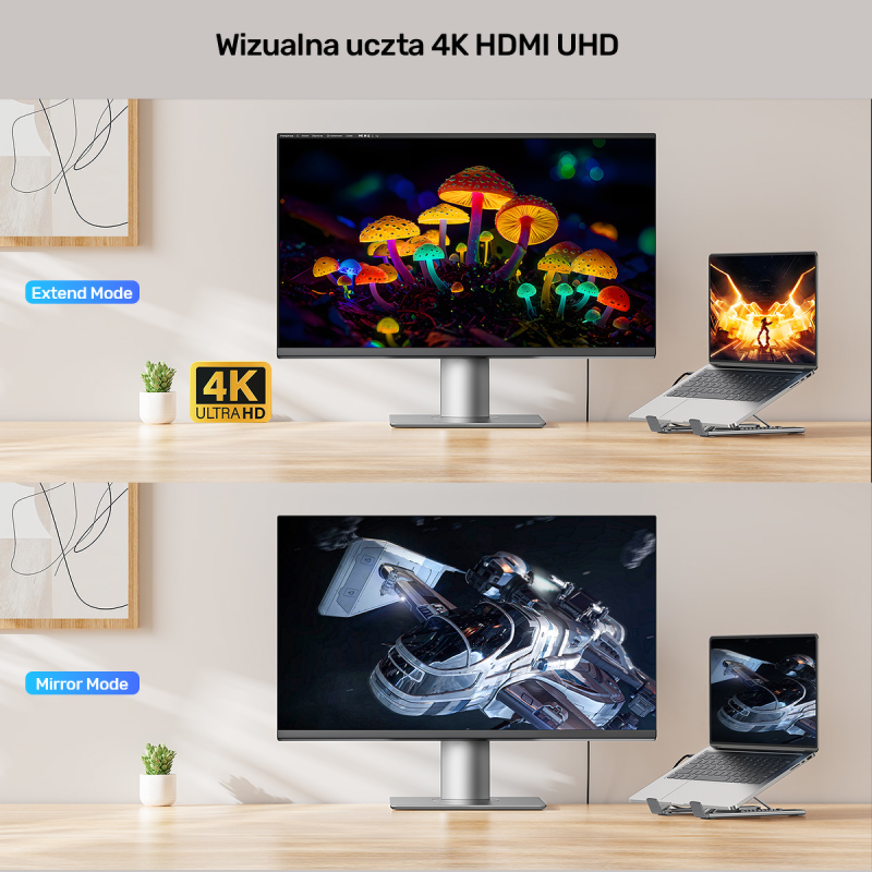 Unitek Podstawka regulowana pod laptop z hubem/HDMI/PD/SD | PartsPC.pl