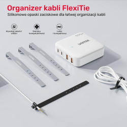 Zestaw silikonowych opasek kablowych czarne/ szare | PartsPC.pl
