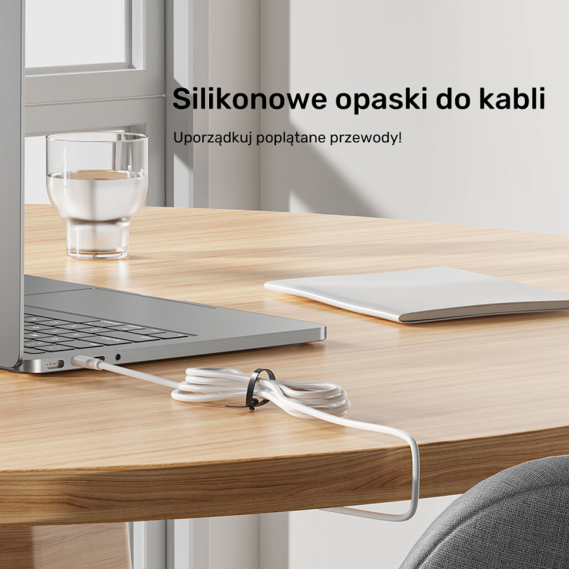 Zestaw silikonowych opasek kablowych czarne/ szare | PartsPC.pl