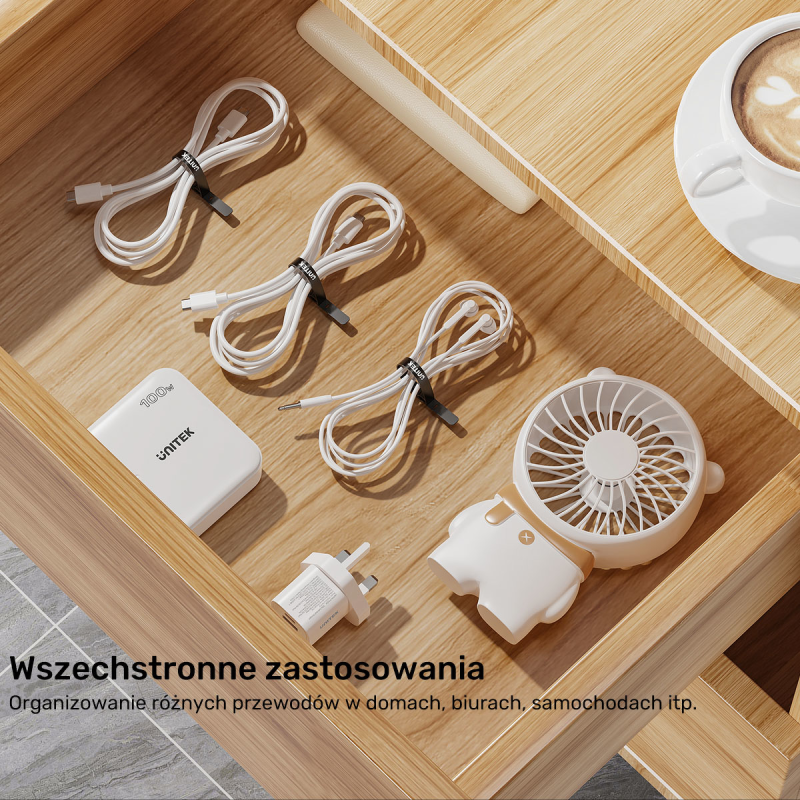 Zestaw silikonowych opasek kablowych czarne/ szare | PartsPC.pl